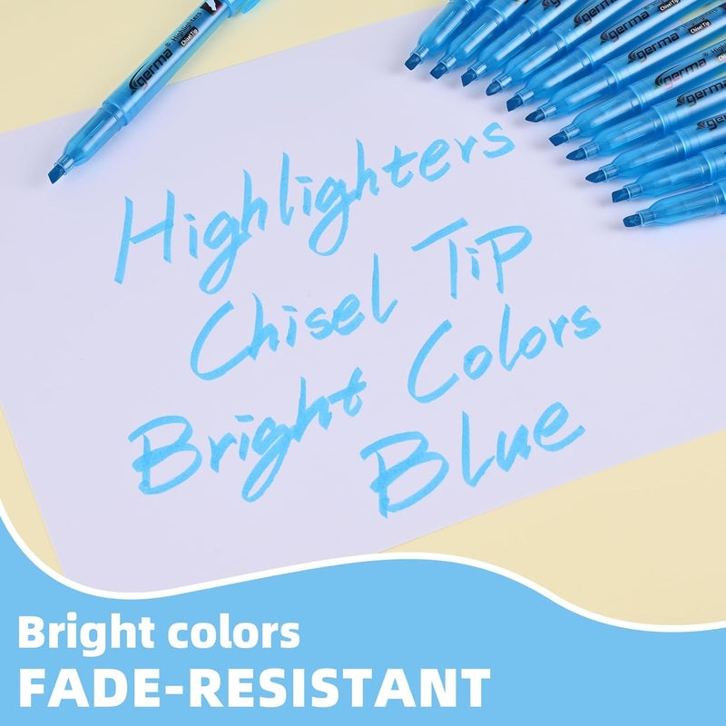 Cgerma Blue Highlighters 30 Pack, Chisel Tip Highlighter Bright Color, Dry Quickly, Smudge Proof Perfect for Students Adults Studying, Organizing, Coloring, Highlighting in Classroom, School, Office - Image 3